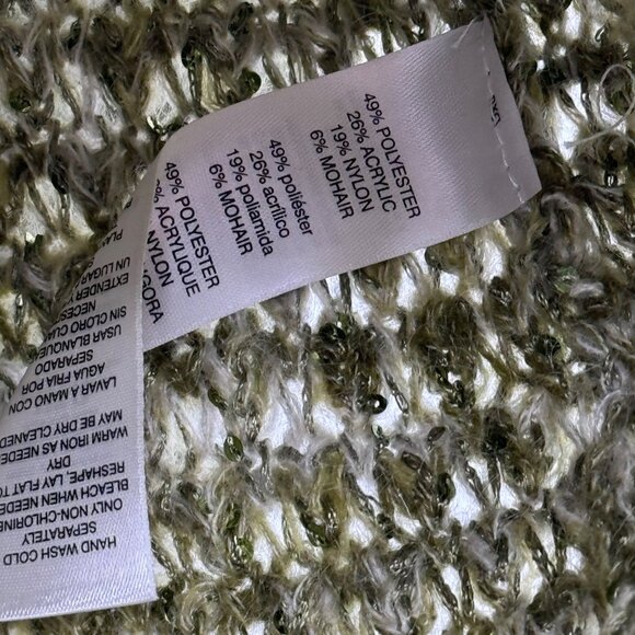 Chicos 2 womens  Sequin Shine dorothy Pullover Sweater green Size large mohair n - Picture 8 of 15